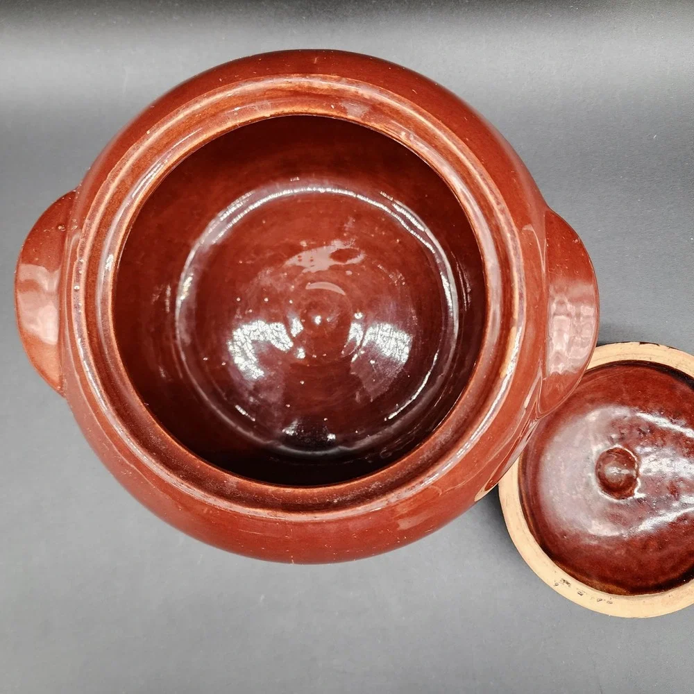 Watt 76 Brown Pottery Bean Pot Lid USA Oven Ware Vintage Farmhouse Kitchen Decor